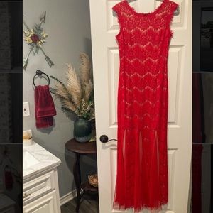Red Betsy & Adam dress from David’s Bridal, size 6